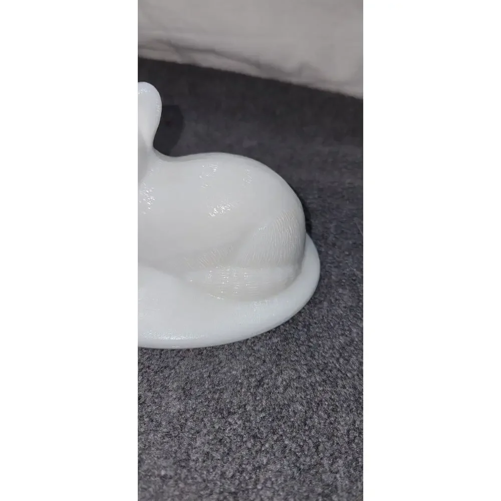 Vintage Westmoreland Milk Glass Cat Laying Down Trinket Box Lid Only 4.5"L - Picture 3 of 6